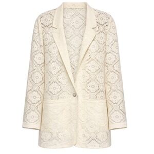 Vintage PI Old Money Sheer Lace Blazer Womens Size Large Quiet Luxury Coquette